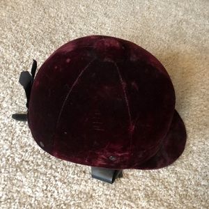 Red velvet riding helmet